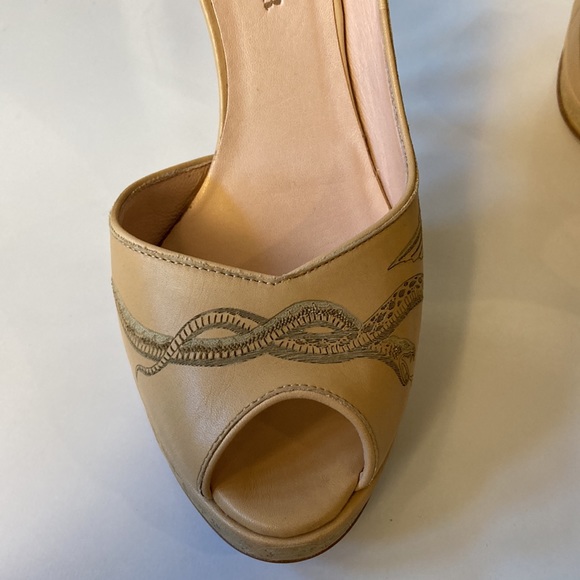 NWB Jean Paul Gaultier Embossed Leather Snake Heels Nude Platform Sandals 36.5 - Picture 9 of 16